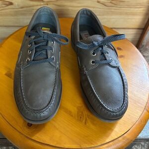 Levis Mens Gray Leather Boat Shoes Moc Toe Lace Up Loafers Size‎ 7.5